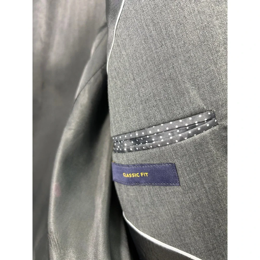 Stafford Mens Classic Fit Blazer Jacket Charcoal Gray Two Button Tailored Coat‎